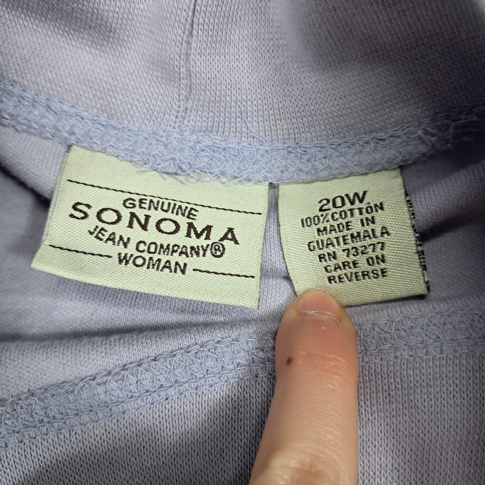 Sonoma Lavender Mock Neck Long‎ Sleeve Cotton Top Plus Size 20W RN 73277 - Picture 2 of 6